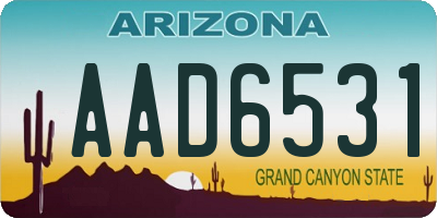 AZ license plate AAD6531