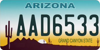 AZ license plate AAD6533