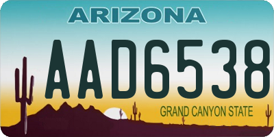 AZ license plate AAD6538