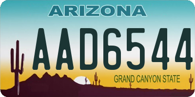 AZ license plate AAD6544