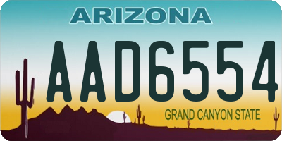 AZ license plate AAD6554