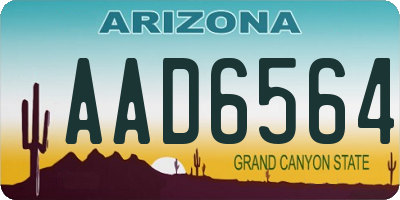 AZ license plate AAD6564