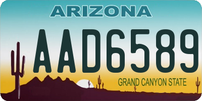 AZ license plate AAD6589