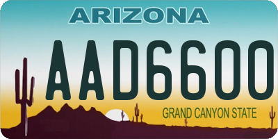 AZ license plate AAD6600