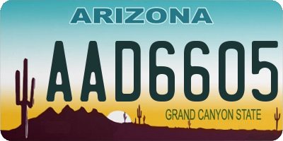 AZ license plate AAD6605