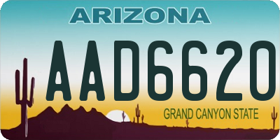 AZ license plate AAD6620