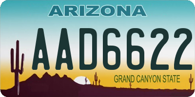 AZ license plate AAD6622
