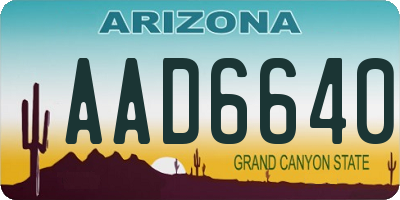 AZ license plate AAD6640