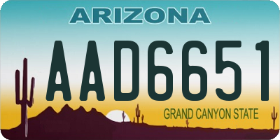 AZ license plate AAD6651