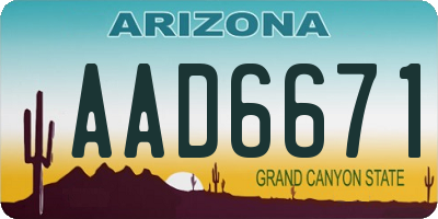 AZ license plate AAD6671
