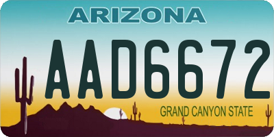 AZ license plate AAD6672