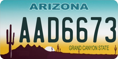 AZ license plate AAD6673