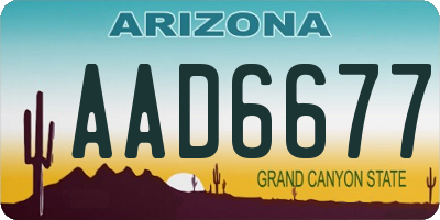 AZ license plate AAD6677
