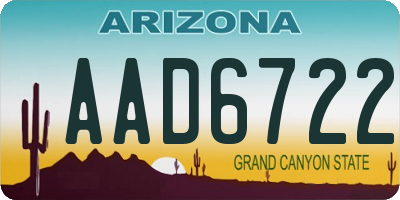 AZ license plate AAD6722