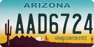 AZ license plate AAD6724