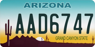 AZ license plate AAD6747