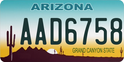 AZ license plate AAD6758