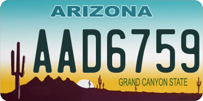 AZ license plate AAD6759