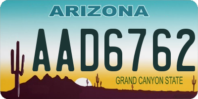 AZ license plate AAD6762