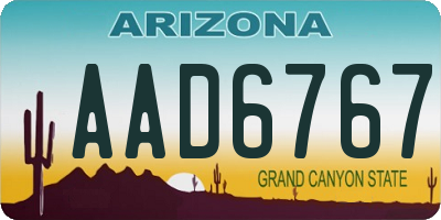 AZ license plate AAD6767