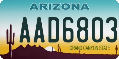 AZ license plate AAD6803