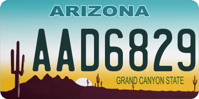 AZ license plate AAD6829
