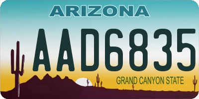 AZ license plate AAD6835
