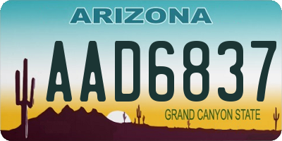 AZ license plate AAD6837