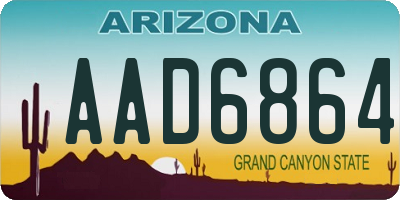AZ license plate AAD6864