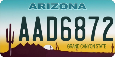 AZ license plate AAD6872
