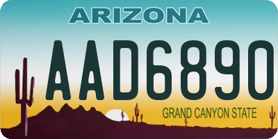 AZ license plate AAD6890