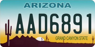 AZ license plate AAD6891