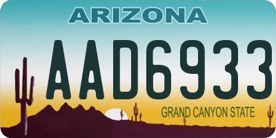AZ license plate AAD6933