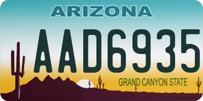 AZ license plate AAD6935