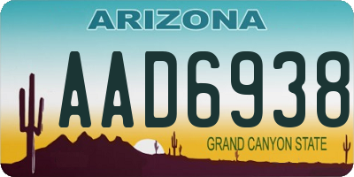 AZ license plate AAD6938