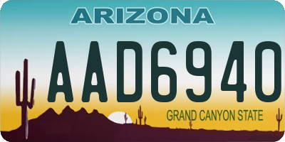 AZ license plate AAD6940