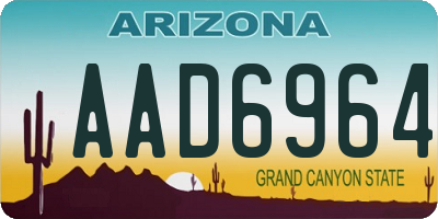 AZ license plate AAD6964