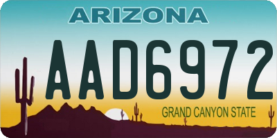 AZ license plate AAD6972