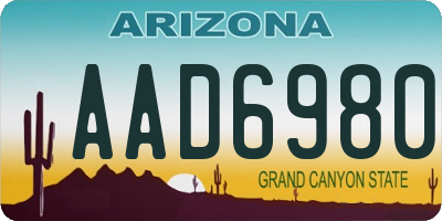 AZ license plate AAD6980
