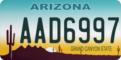 AZ license plate AAD6997