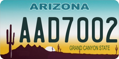 AZ license plate AAD7002