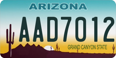 AZ license plate AAD7012