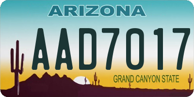 AZ license plate AAD7017