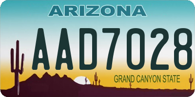 AZ license plate AAD7028