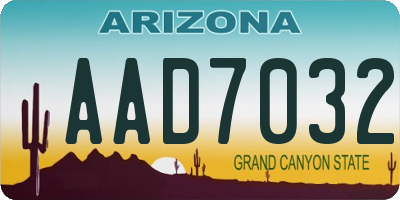AZ license plate AAD7032
