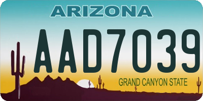 AZ license plate AAD7039