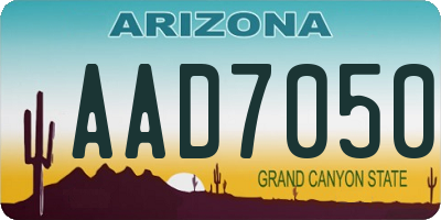 AZ license plate AAD7050