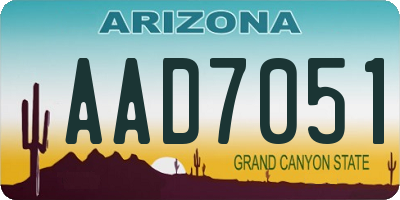 AZ license plate AAD7051