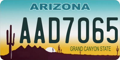 AZ license plate AAD7065