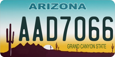 AZ license plate AAD7066